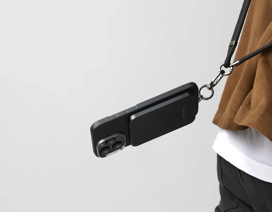 Магнітний павербанк Pitaka Aramid Fiber Magnetic Power Bank Qi2 10000mAh - Black/Grey [Twill] (PBQ2501)