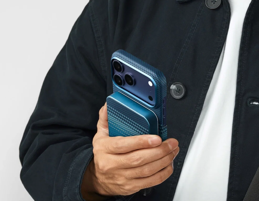 Магнітний павербанк Pitaka Aramid Fiber Magnetic Power Bank Qi2 10000mAh - Black/Grey [Twill] (PBQ2501)