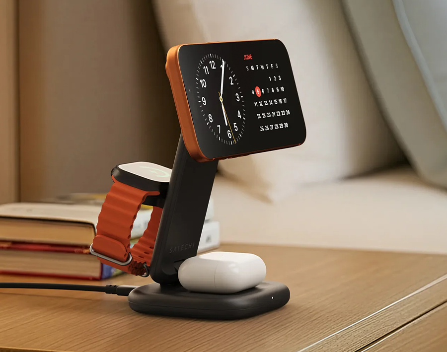 Беспроводное зарядное устройство с функцией сборки Satechi 3-in-1 Foldable Wireless Charging Stand with Qi2 25W (ST-Q25F31C-EA)