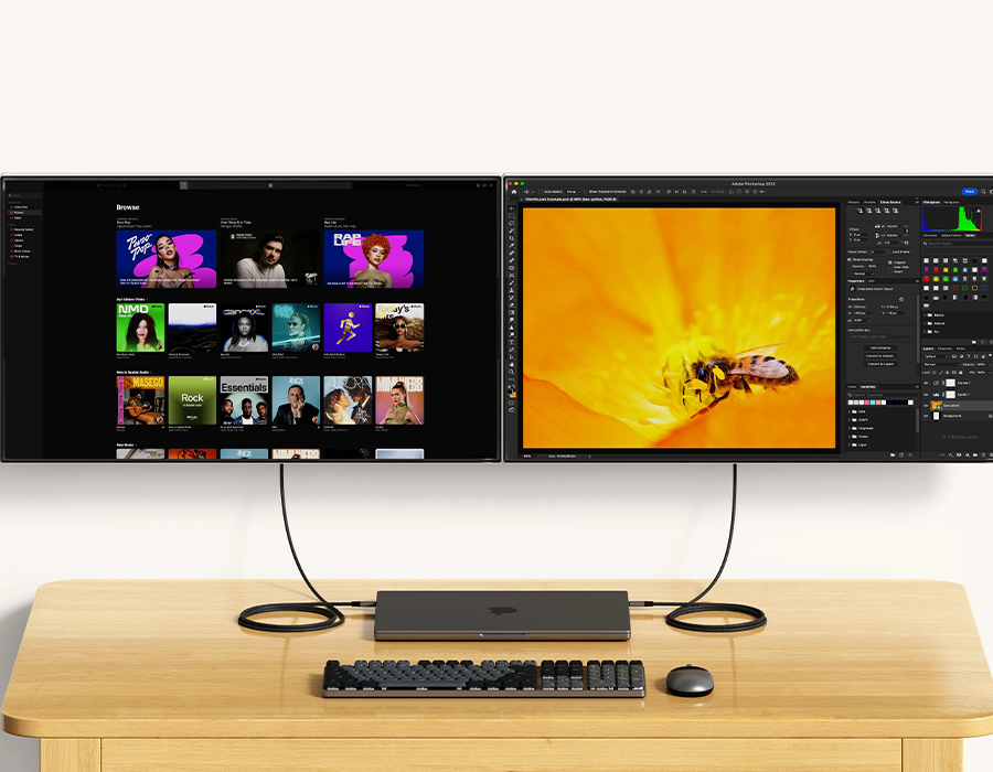 Satechi USB4 V2 Pro подключён к нескольким дисплеям 8K