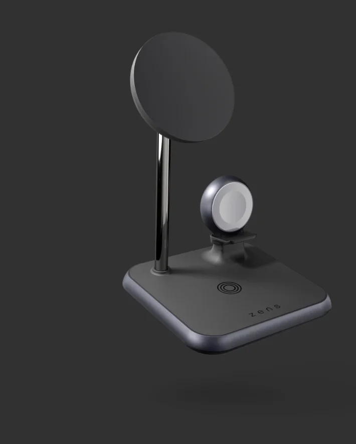 Магнітний бездротовий зарядний пристрій 4-в-1 Zens Magnetic + Watch Aluminium Wireless Charger Black (ZEDC20B/00)