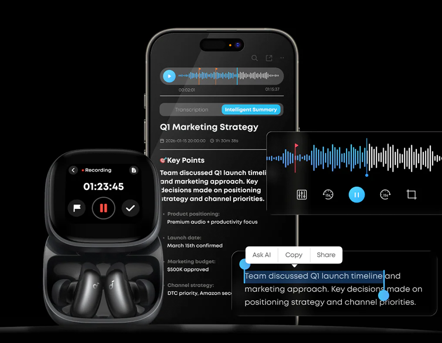 Навушники Anker SoundCore Liberty 5 Pro Max | AI Recording Earbuds with Smart Case - Titanium Gold (D1204GB1)