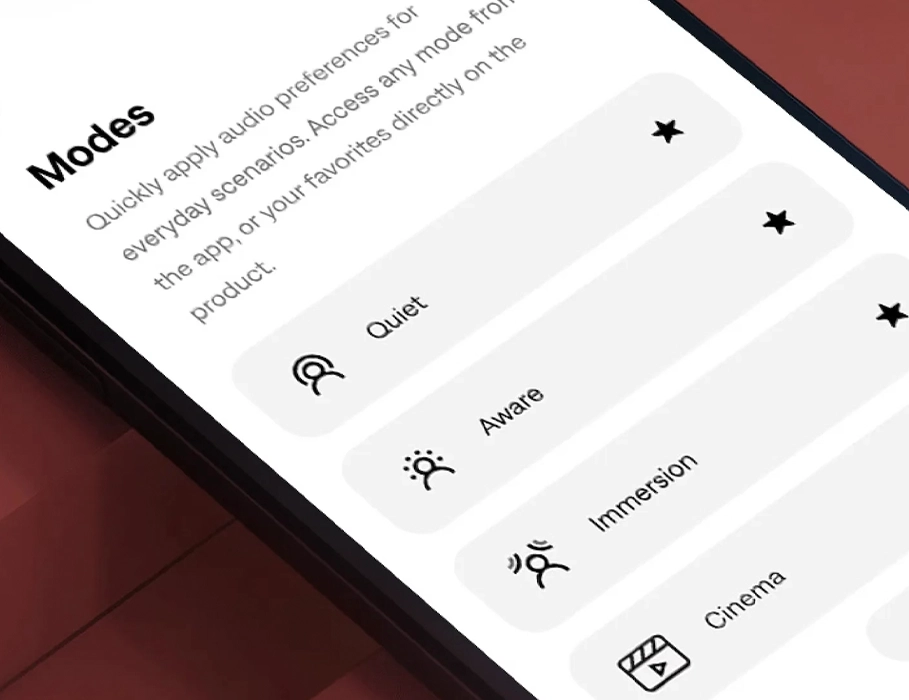 Наушники Bose QC Ultra 2 — интерфейс приложения