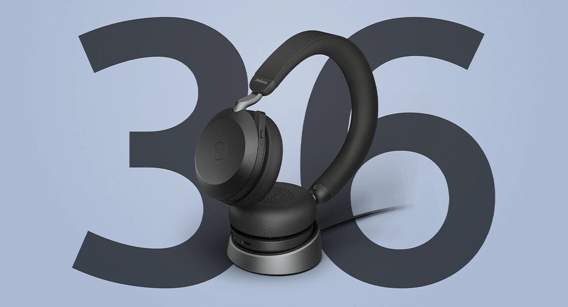 Jabra Evolve2 75 — гарнитура на зарядной подставке
