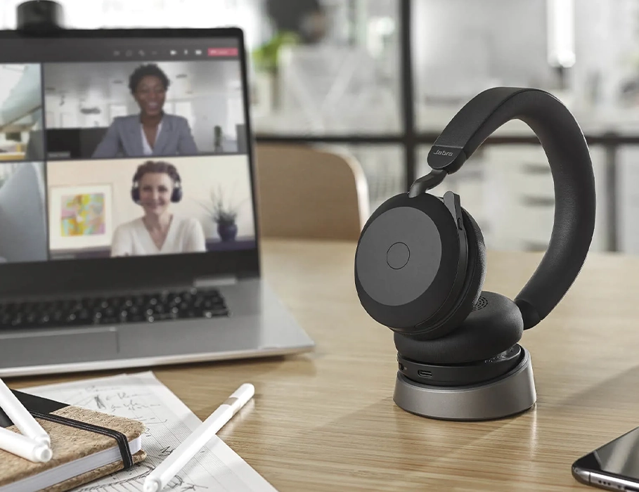 Jabra Evolve2 75 — гарнитура в виде сбоку с поднятым микрофоном (дубль)