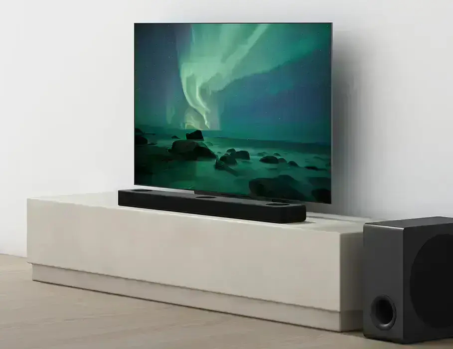 Фронтальний вигляд саундбара LG DS80QY з AI Sound Pro