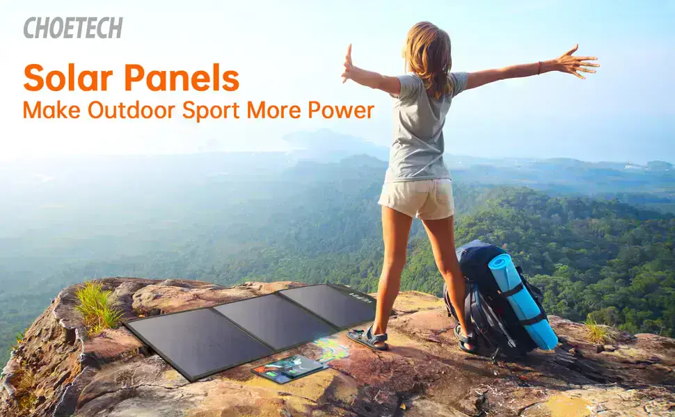 Зарядний пристрій на сонячній батареї Choetech 120W Foldable Solar Charger Panel with Kickstands 18V DC+60W PD Type C (SC008)