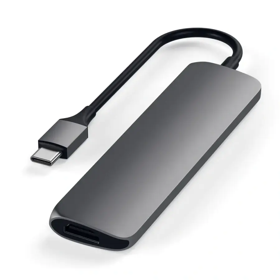 Satechi Slim Aluminum Type-C Multi-Port Adapter with Type-C Charging Port Space Gray (ST-CMAM)
