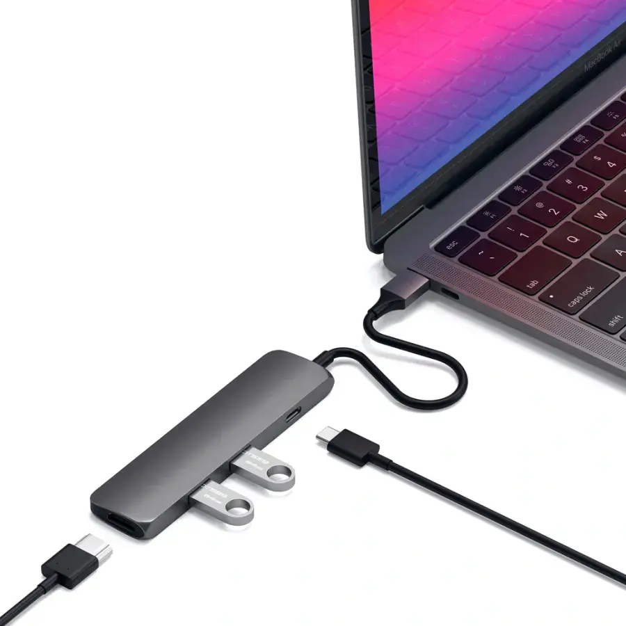 Satechi Slim Aluminum Type-C Multi-Port Adapter with Type-C Charging Port Space Gray (ST-CMAM)
