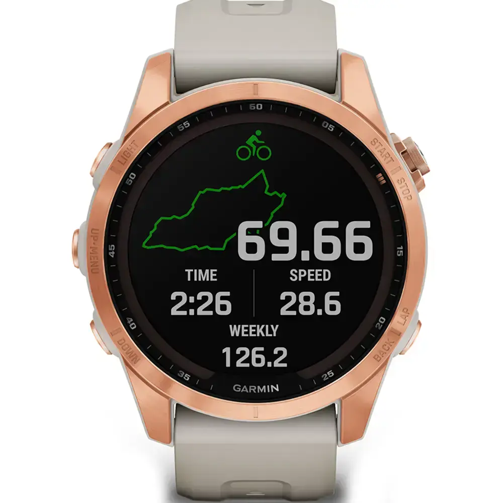 Смарт-часы Garmin Fenix 7S Solar Rose Gold with Light Sand Band (010-02539-10/11)