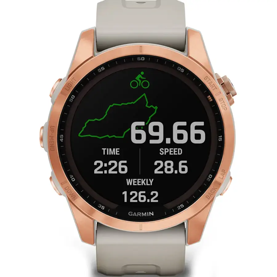 Смарт-годинник Garmin Fenix 7S Solar Rose Gold with Light Sand Band (010-02539-10/11)