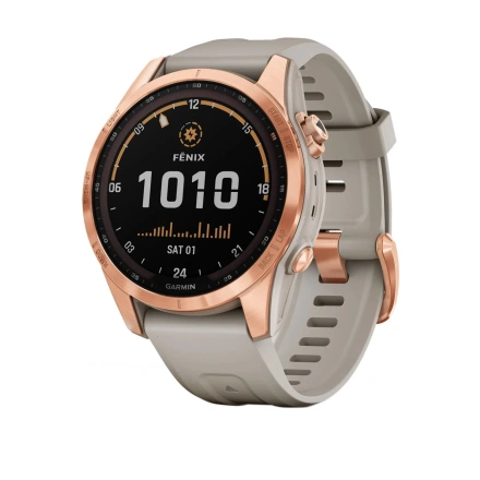 Смарт-часы Garmin Fenix 7S Solar Rose Gold with Light Sand Band (010-02539-10/11)