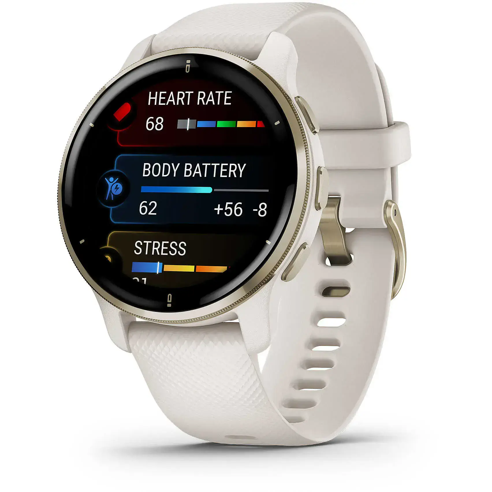 Смарт-часы Garmin Venu 2 Plus Cream Gold S. Steel Bezel w. Ivory Case and S. Band (010-02496-02/12)