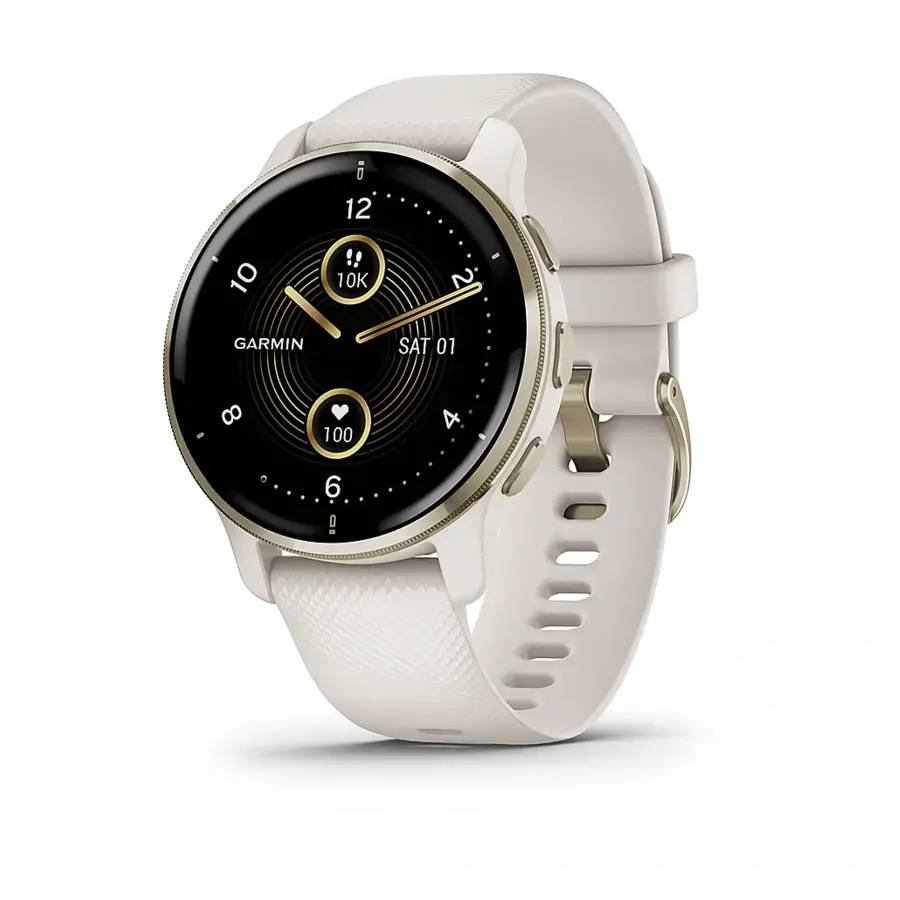 Смарт-годинник Garmin Venu 2 Plus Cream Gold S. Steel Bezel w. Ivory Case and S. Band (010-02496-02/12)