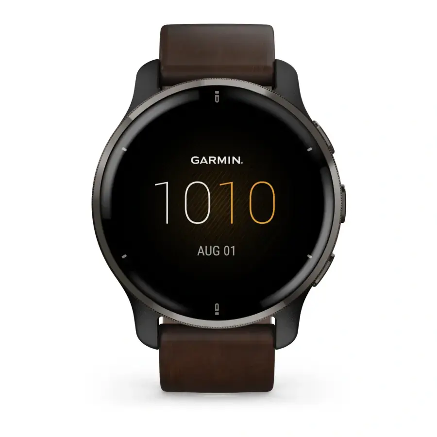Смарт-годинник Garmin Venu 2 Plus Slate S. Steel Bezel W. Slate Case And B. Leather Band (010-02496-15)