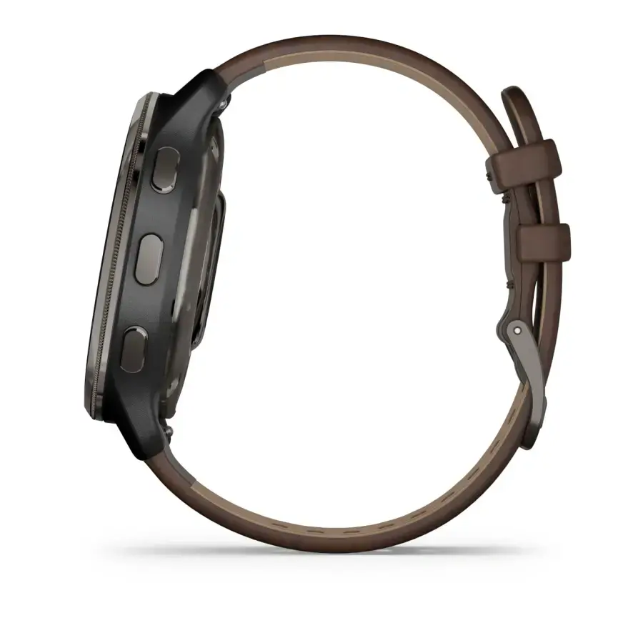 Смарт-годинник Garmin Venu 2 Plus Slate S. Steel Bezel W. Slate Case And B. Leather Band (010-02496-15)