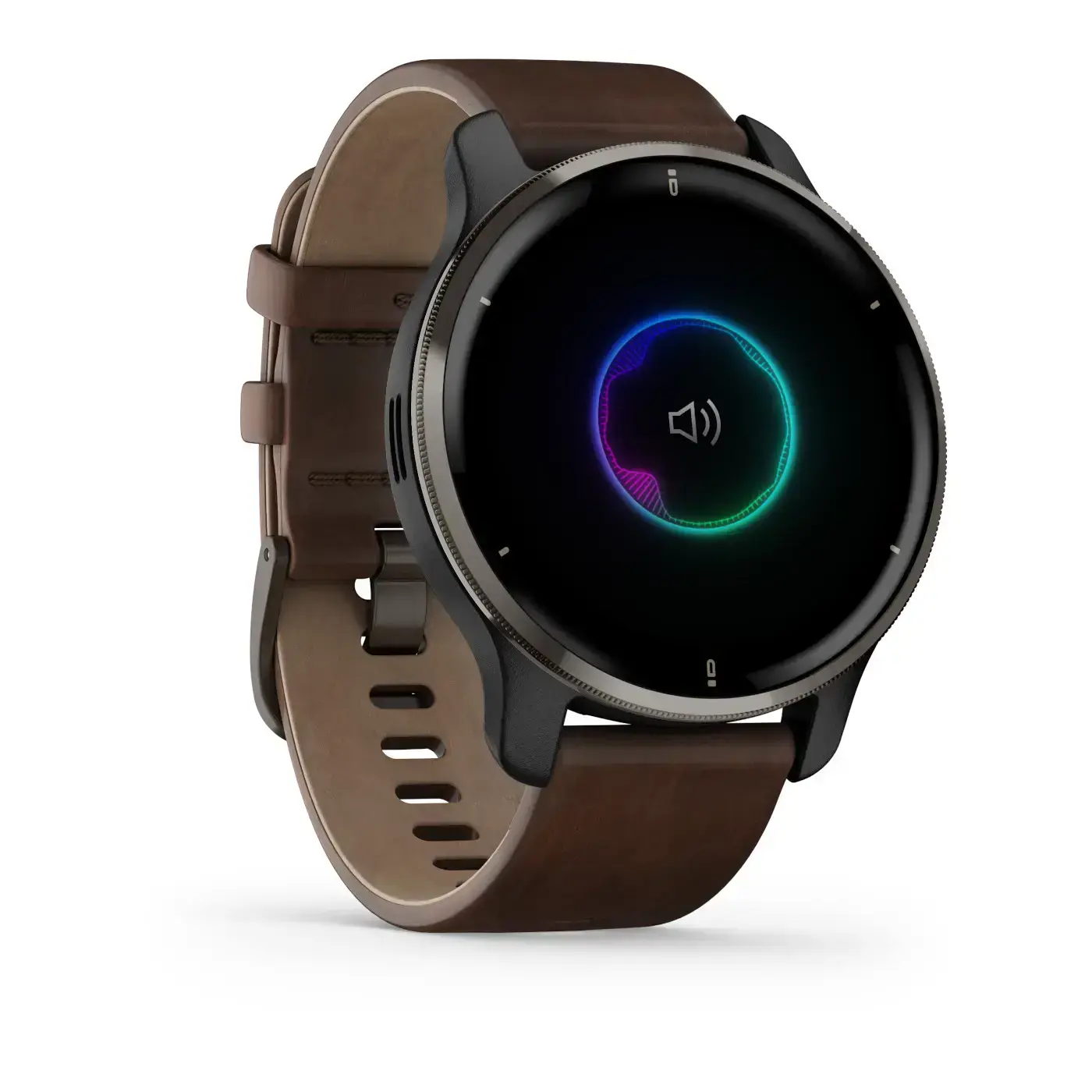 Смарт-годинник Garmin Venu 2 Plus Slate S. Steel Bezel W. Slate Case And B. Leather Band (010-02496-15)