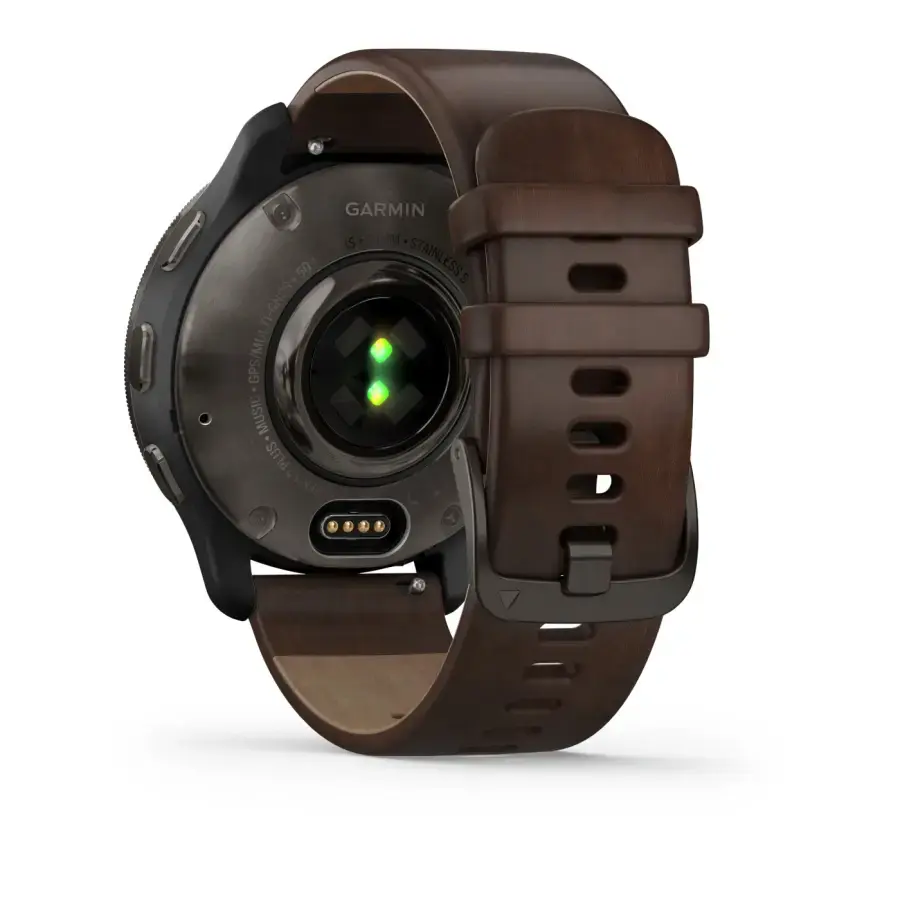 Смарт-годинник Garmin Venu 2 Plus Slate S. Steel Bezel W. Slate Case And B. Leather Band (010-02496-15)