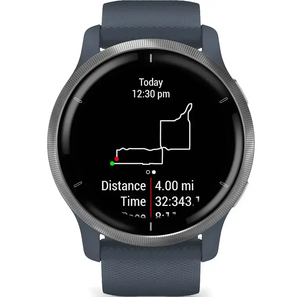 Смарт-годинник Garmin Venu 2 Silver Bezel with Granite Blue Case and Silicone Band (010-02430-10/00)