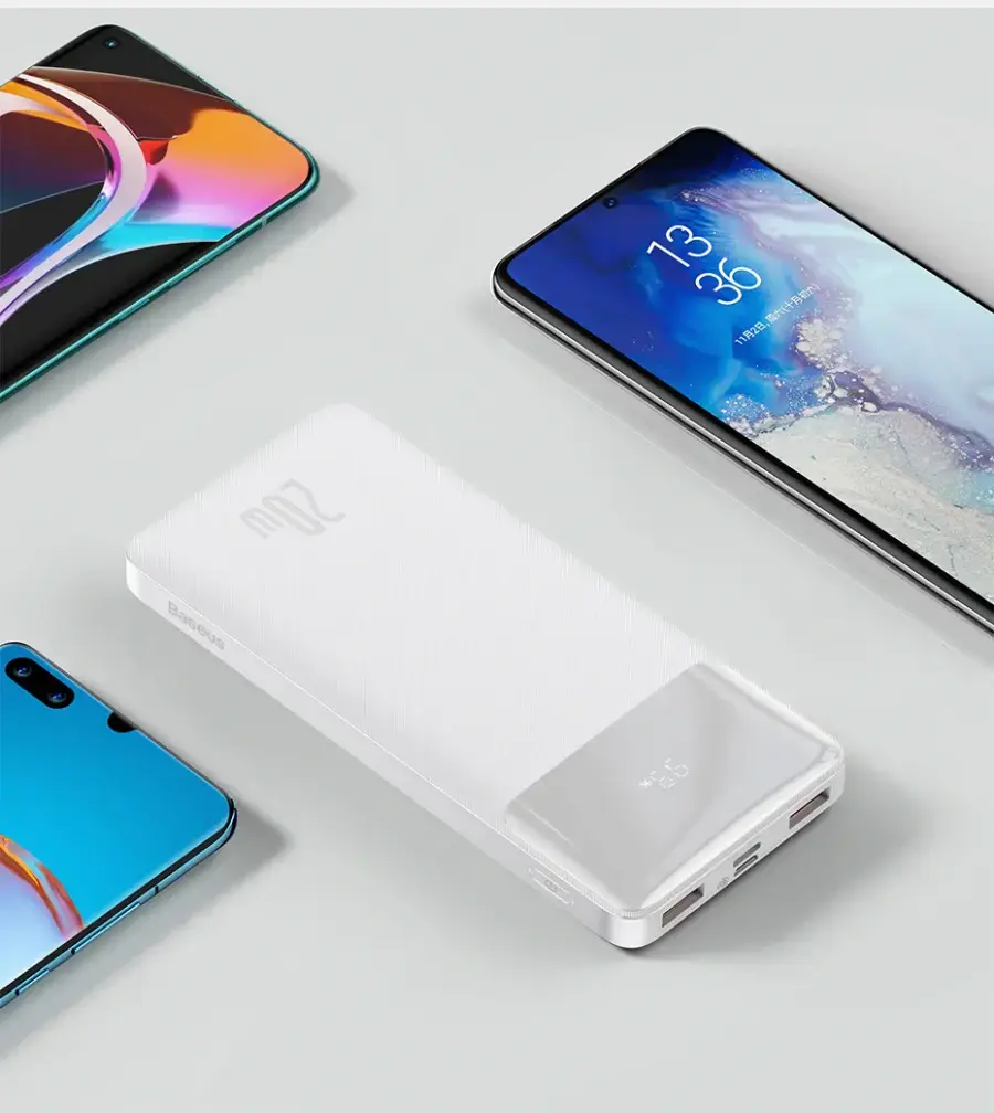 Зовнішній акумулятор Baseus Bipow Digital Display 20000 mAh 20W White (PPDML-M02)