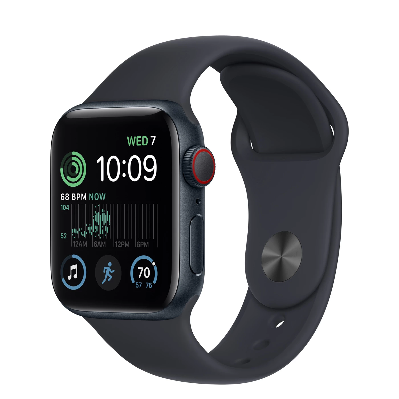Apple Watch SE 2 GPS + Cellular 40mm Midnight Aluminum Case with Midnight Sport Band - Regular (MNPL3)