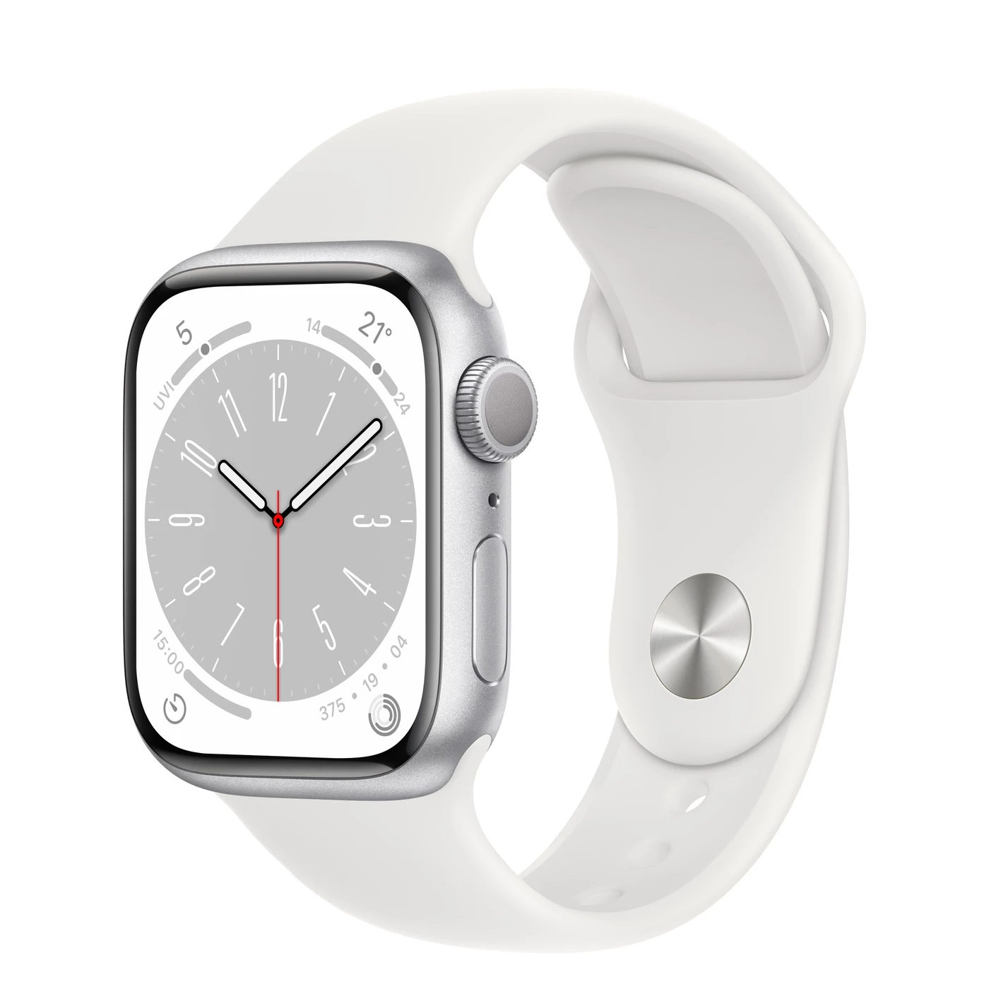 Apple Watch Series 8 GPS 41mm Silver Aluminum Case with White Sport Band - Regular (MP6K3)