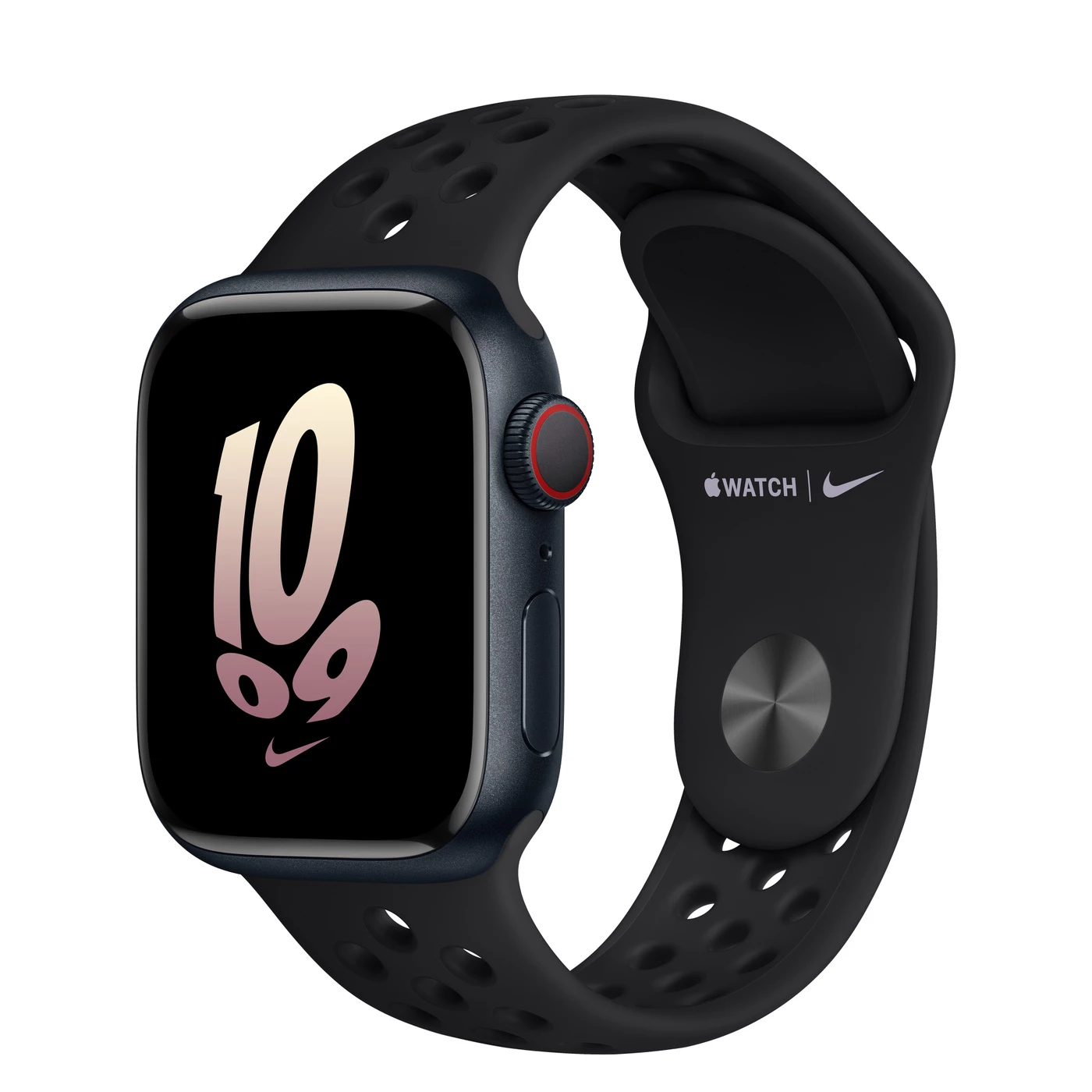 Apple Watch Nike Series 8 GPS + Cellular 41mm Midnight Aluminum Case with Black/Black Nike Sport Band - Regular (MPGN3)