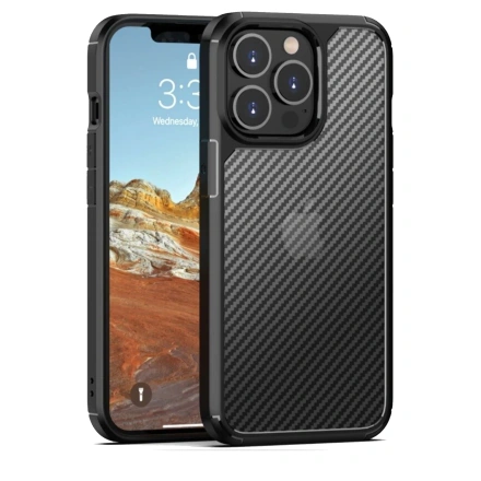 Чохол iPaky для iPhone 14 Pro Max Carbone Case Black-Transparent