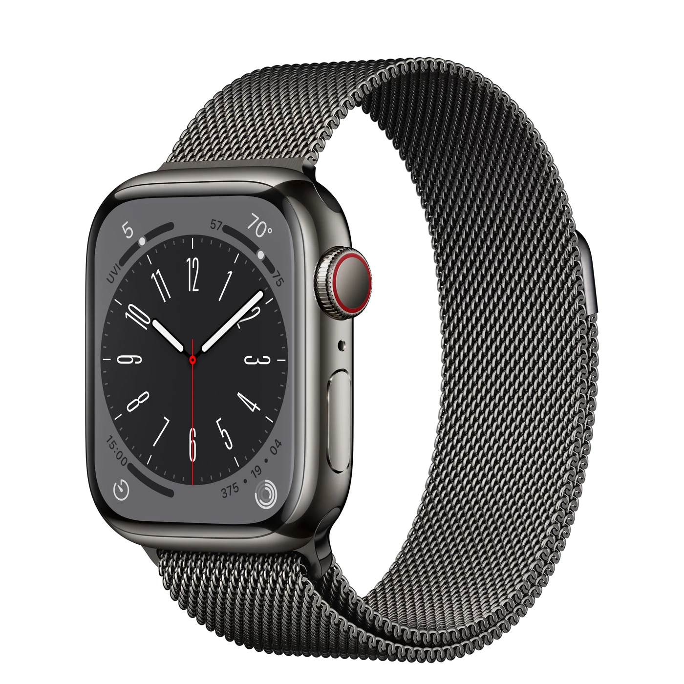 Apple Watch Series 8 GPS + Cellular 41mm Graphite Stainless Steel Case with Milanese Loop Graphite (MNJL3, MNJM3)