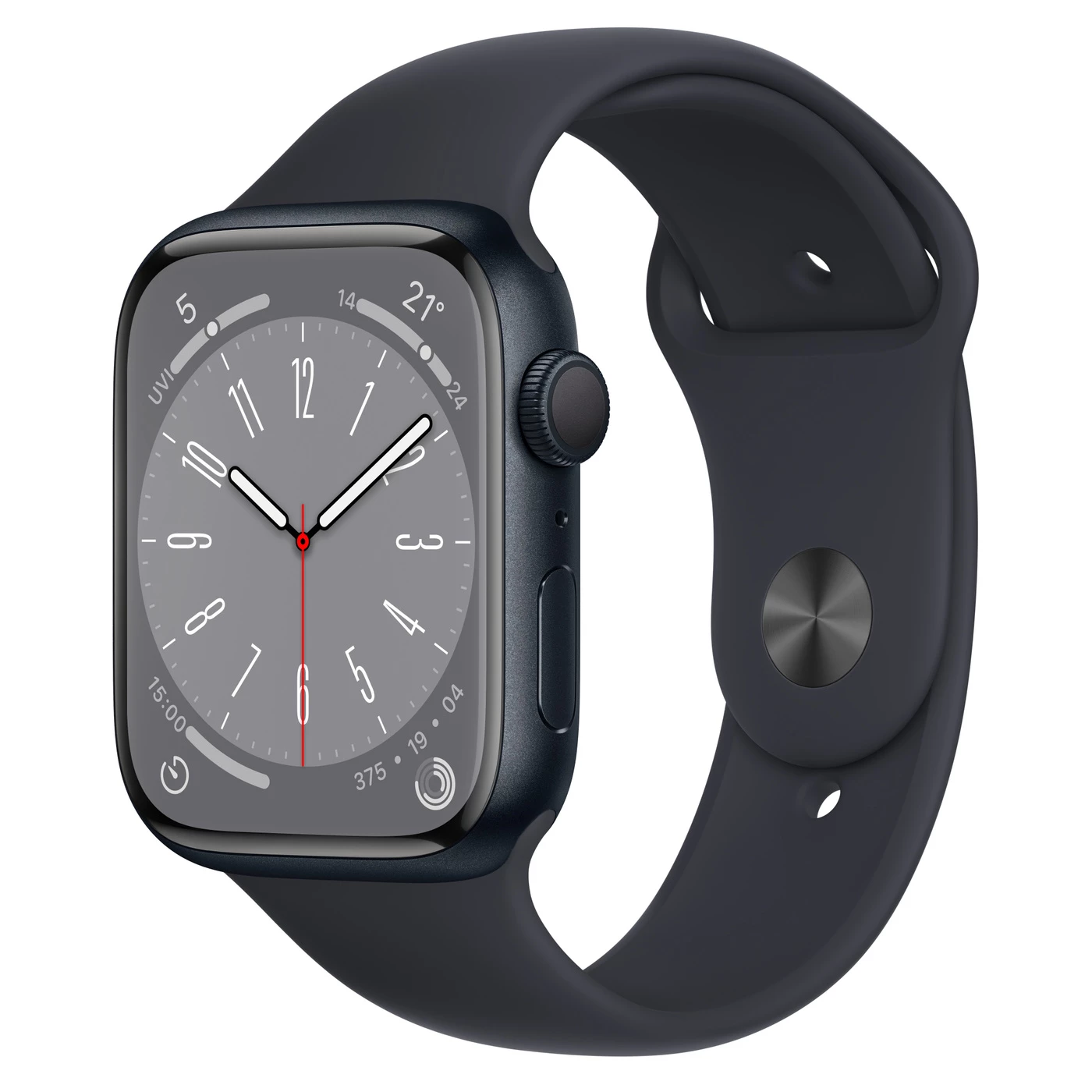 Apple Watch Series 8 GPS 45mm Midnight Aluminum Case with Midnight Sport Band - S/M (MNUJ3)