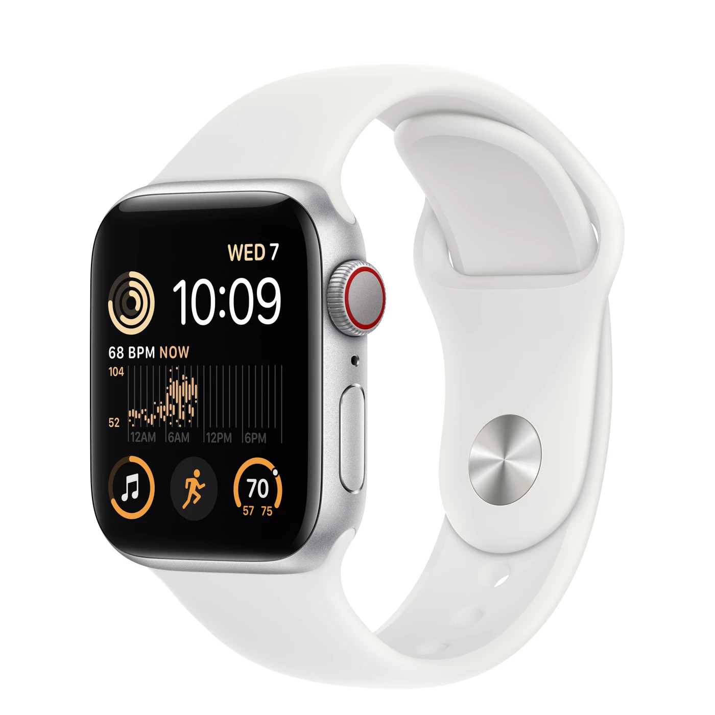 Apple Watch SE 2 GPS + Cellular 40mm Silver Aluminum Case with White Sport Band - Regular (MNPP3)