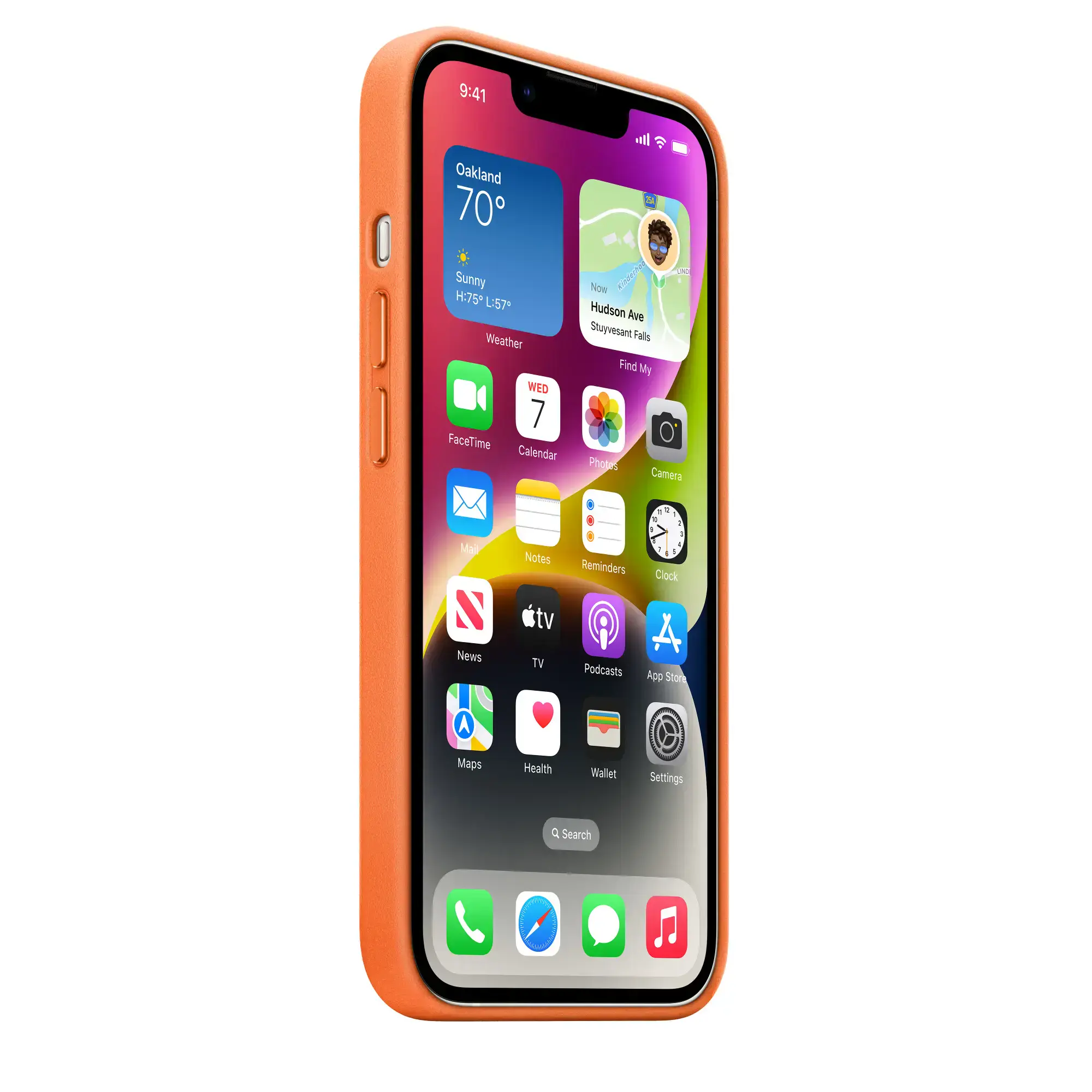 Чехол Apple iPhone 14 Leather Case with MagSafe - Orange (MPP83)