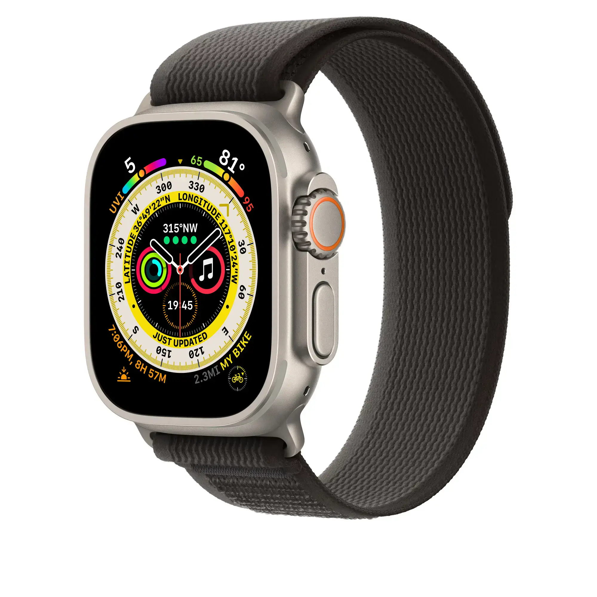 Ремінець Apple Trail Loop Band M/L для Apple Watch 49mm - Black/Gray (MQEQ3)