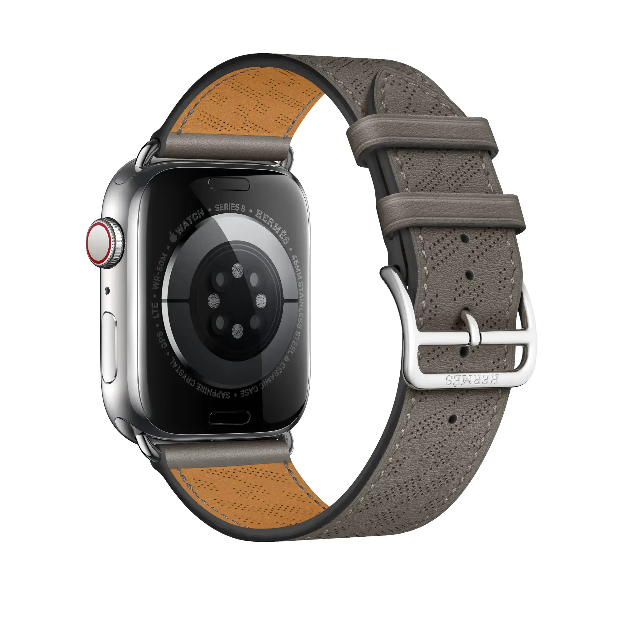Ремешок Apple Watch Hermès 42/44/45/49mm Gris Meyer Swift Leather H Diagonal Single Tour (MPKU3)