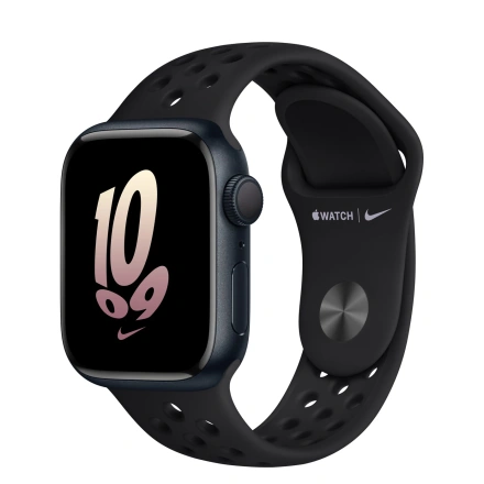 Apple Watch Nike Series 8 GPS 41mm Midnight Aluminum Case with Black/Black Nike Sport Band - Regular (MPGN3)