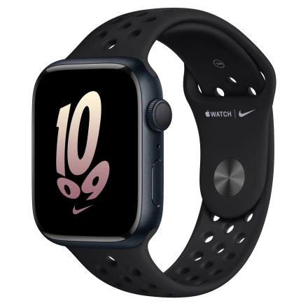 Apple Watch Nike Series 8 GPS 45mm Midnight Aluminum Case with Black/Black Nike Sport Band - Regular (MPH43)