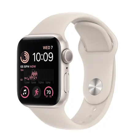 Apple Watch SE 2 GPS 40mm Starlight Aluminum Case with Starlight Sport Band - M/L (MNT63)