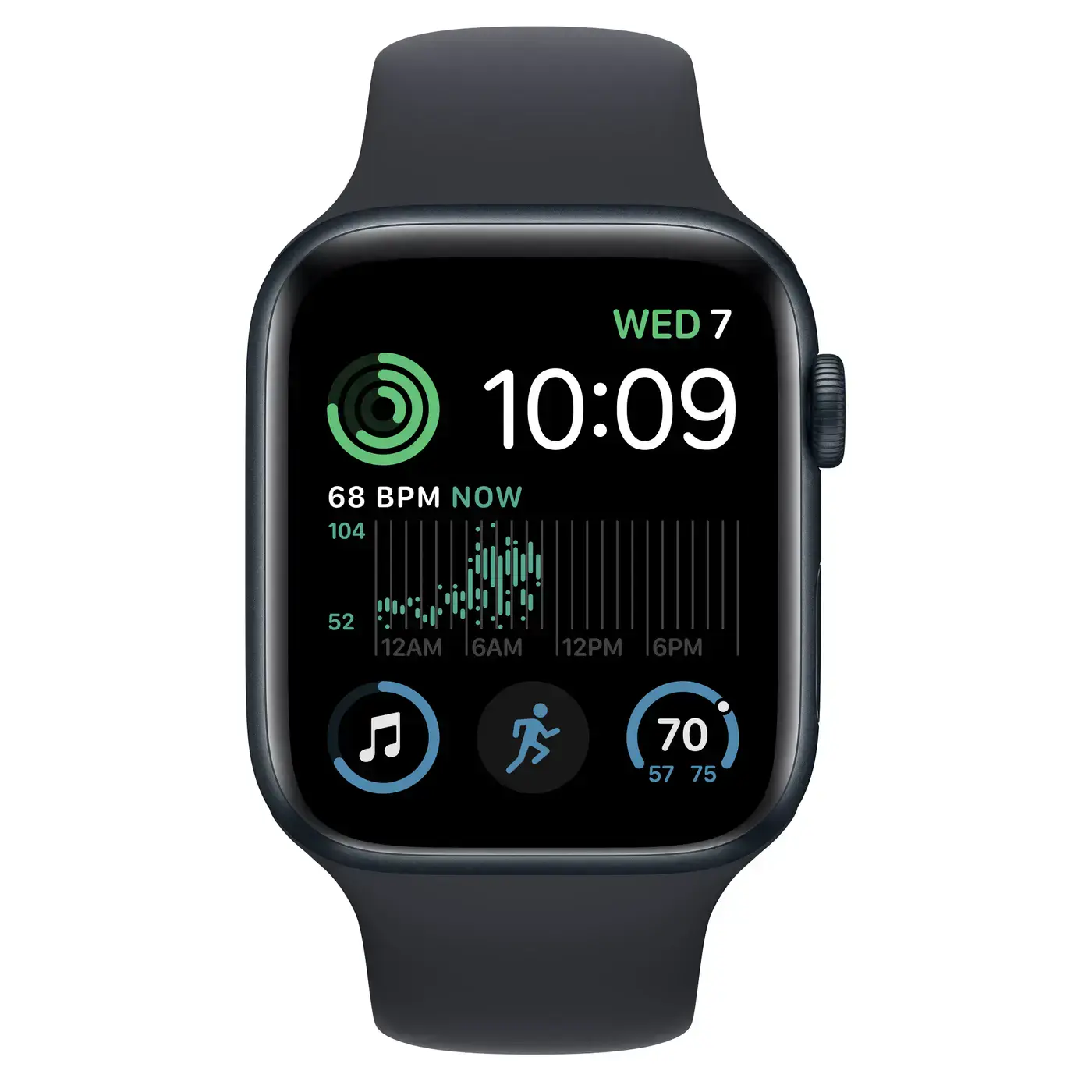 Apple Watch SE 2 GPS 44mm Midnight Aluminum Case with Midnight Sport Band - Regular (MNK03)