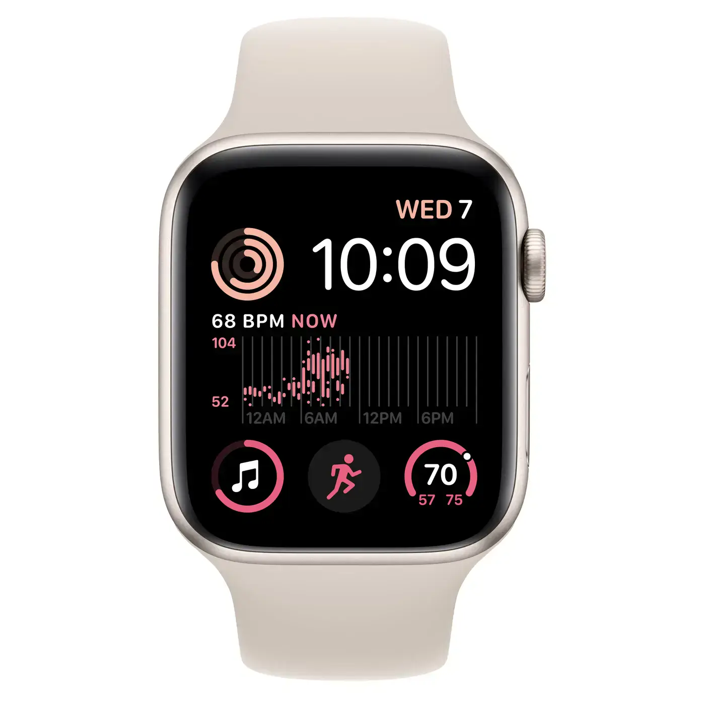Apple Watch SE 2 GPS 44mm Starlight Aluminum Case with Starlight Sport Band - Regular (MNJX3)