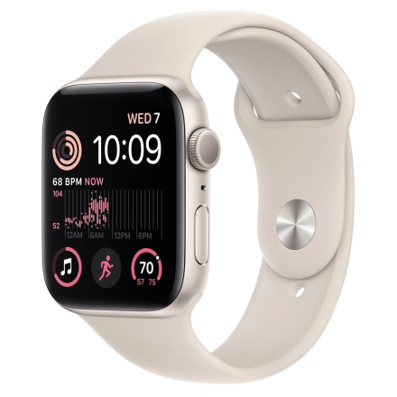 Apple Watch SE 2 GPS 44mm Starlight Aluminum Case with Starlight Sport Band - Regular (MNJX3)