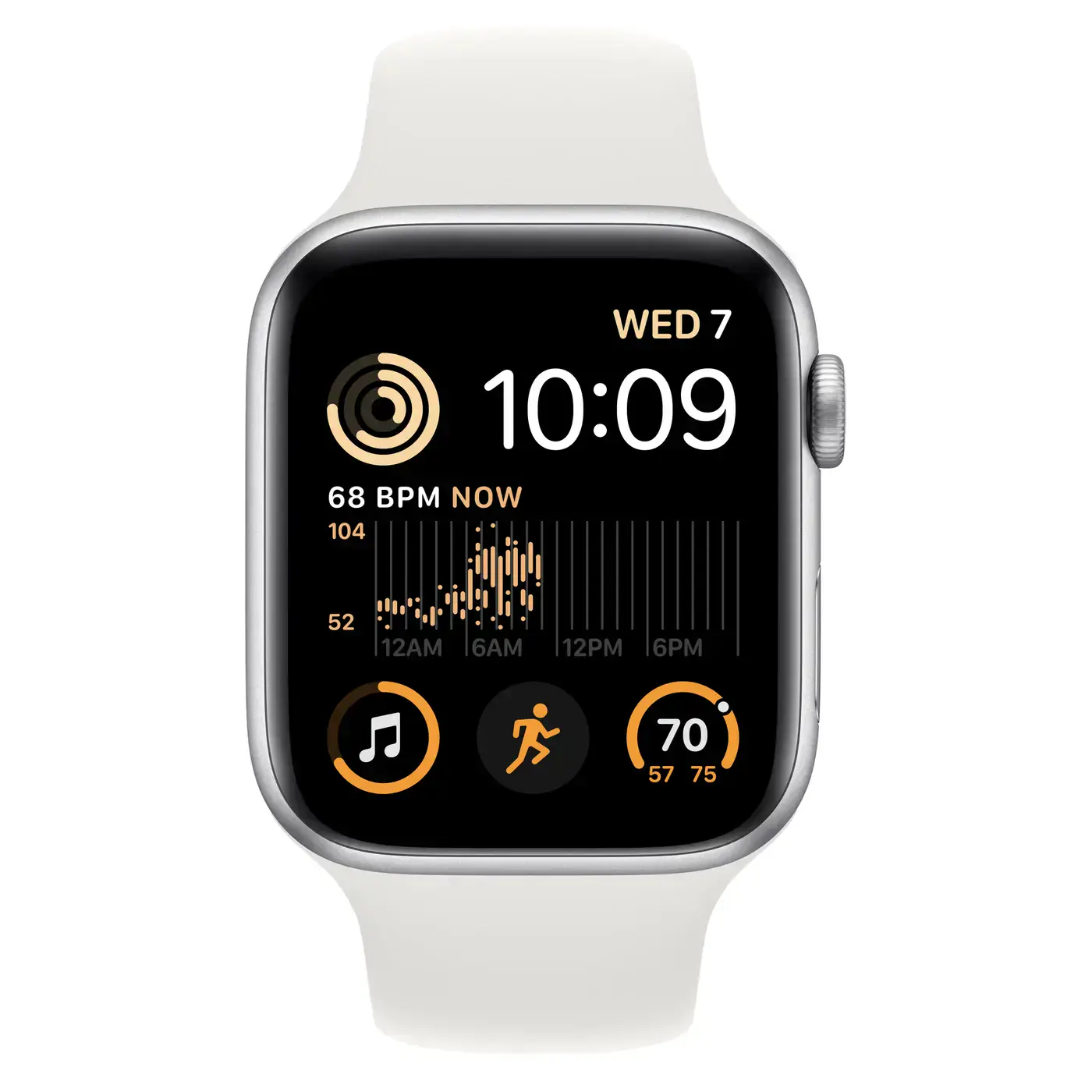 Apple Watch SE 2 GPS + Cellular 44mm Silver Aluminum Case with White Sport Band - Regular (MNQ23)