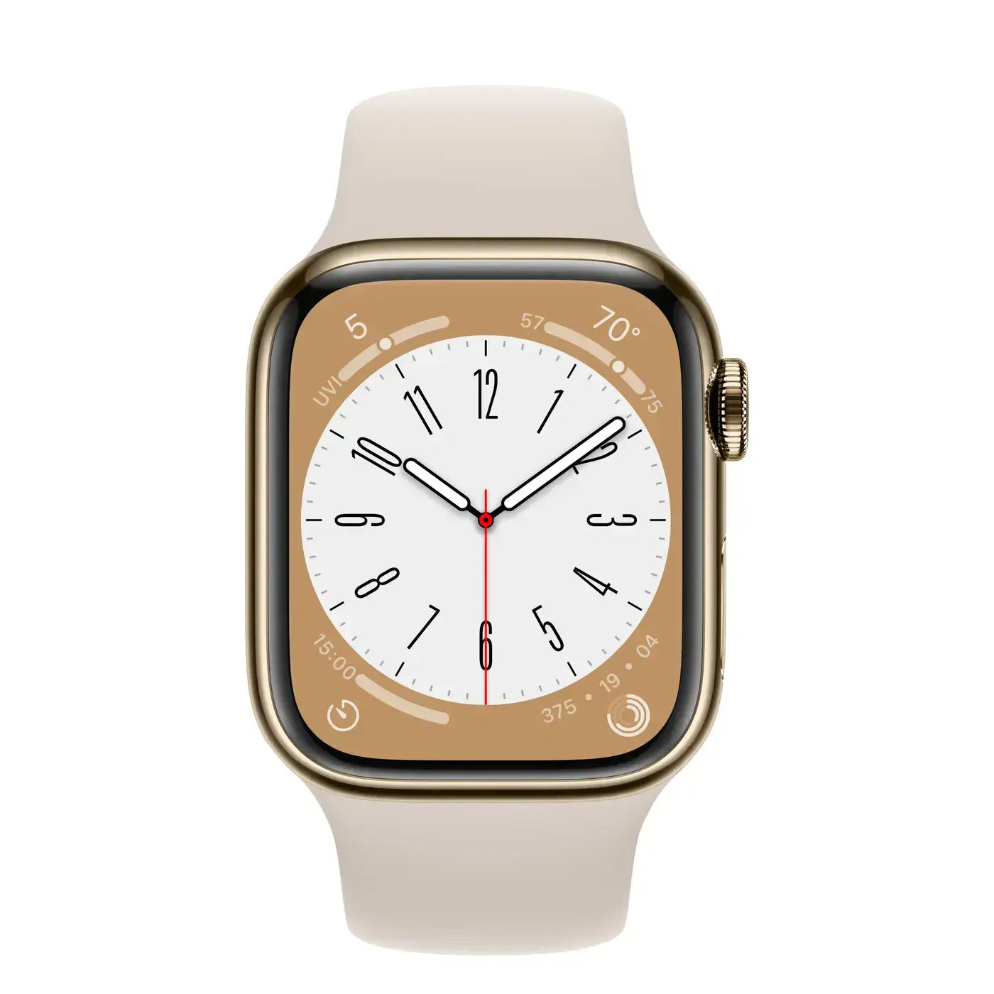 Apple Watch Series 8 GPS + Cellular 41mm Gold Stainless Steel Case with Starlight Sport Band - Regular (MNJC3)