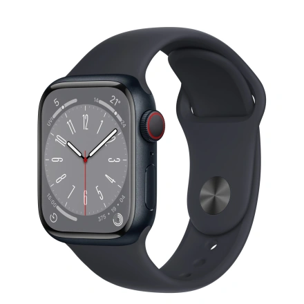 Apple Watch Series 8 GPS + Cellular 41mm Midnight Aluminum Case with Midnight Sport Band - S/M (MNUV3)