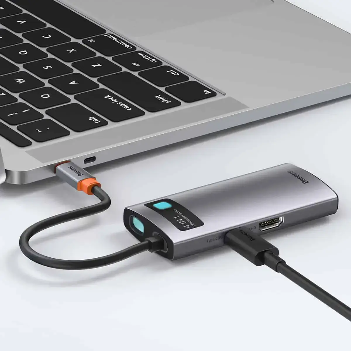 Baseus Metal Gleam Series 4-in-1 Multifunctional Type-C HUB Docking Station Space Gray (CAHUB-CY0G)