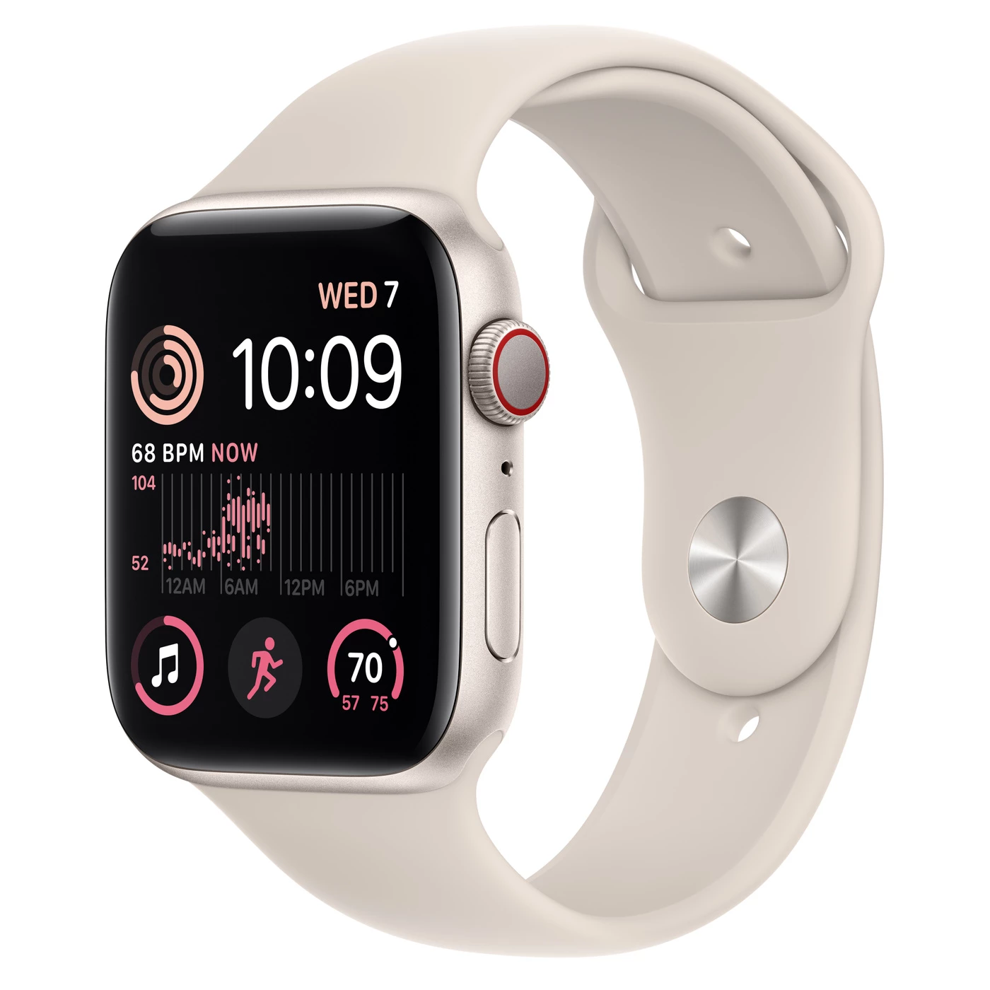 Apple Watch SE 2 GPS + Cellular 44mm Starlight Aluminum Case with Starlight Sport Band - Regular (MNPT3)