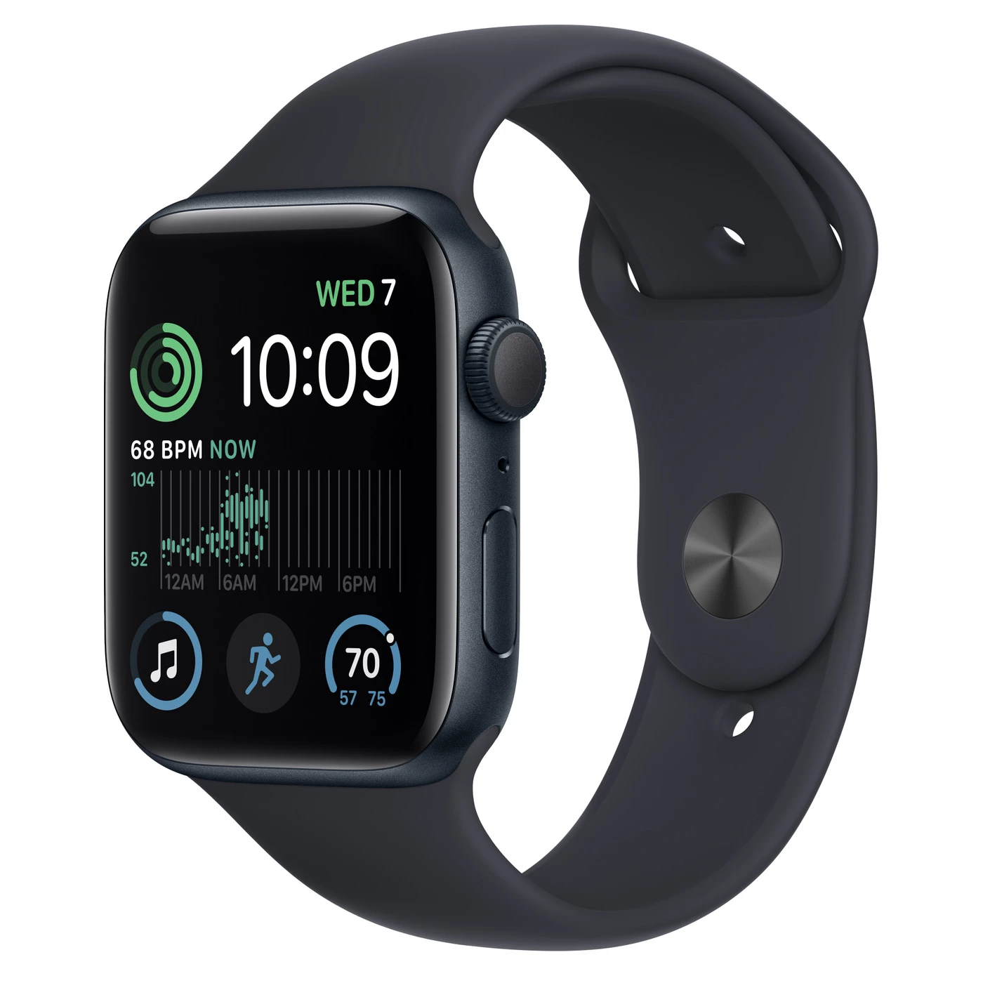 Apple Watch SE 2 GPS 44mm Midnight Aluminum Case with Midnight Sport Band - Regular (MNK03)