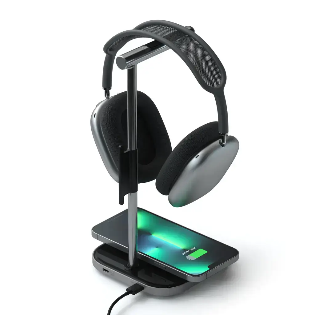 Підставка для навушників 2-в-1 з бездротовим зарядним пристроєм Satechi Headphone Stand With Wireless Charger (ST-UCHSMCM)