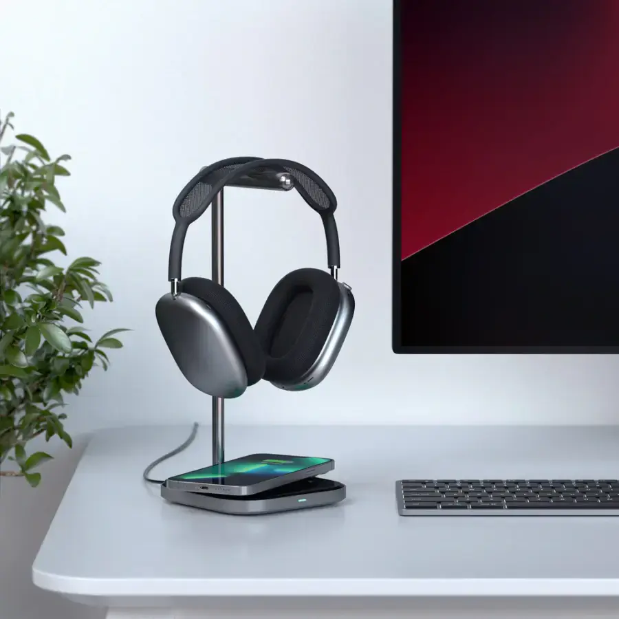 Підставка для навушників 2-в-1 з бездротовим зарядним пристроєм Satechi Headphone Stand With Wireless Charger (ST-UCHSMCM)