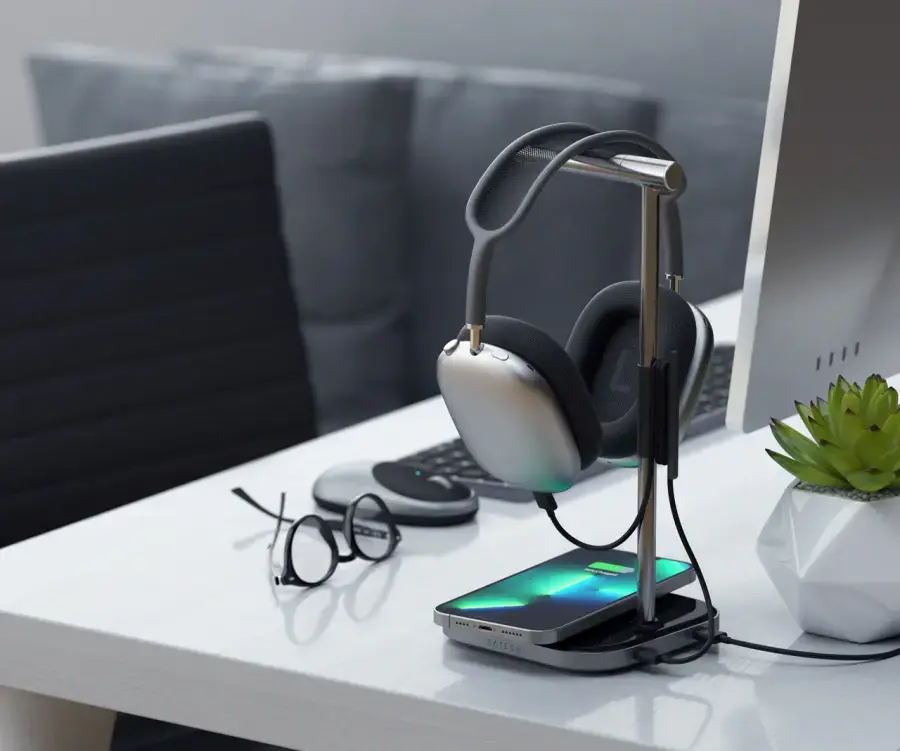 Підставка для навушників 2-в-1 з бездротовим зарядним пристроєм Satechi Headphone Stand With Wireless Charger (ST-UCHSMCM)