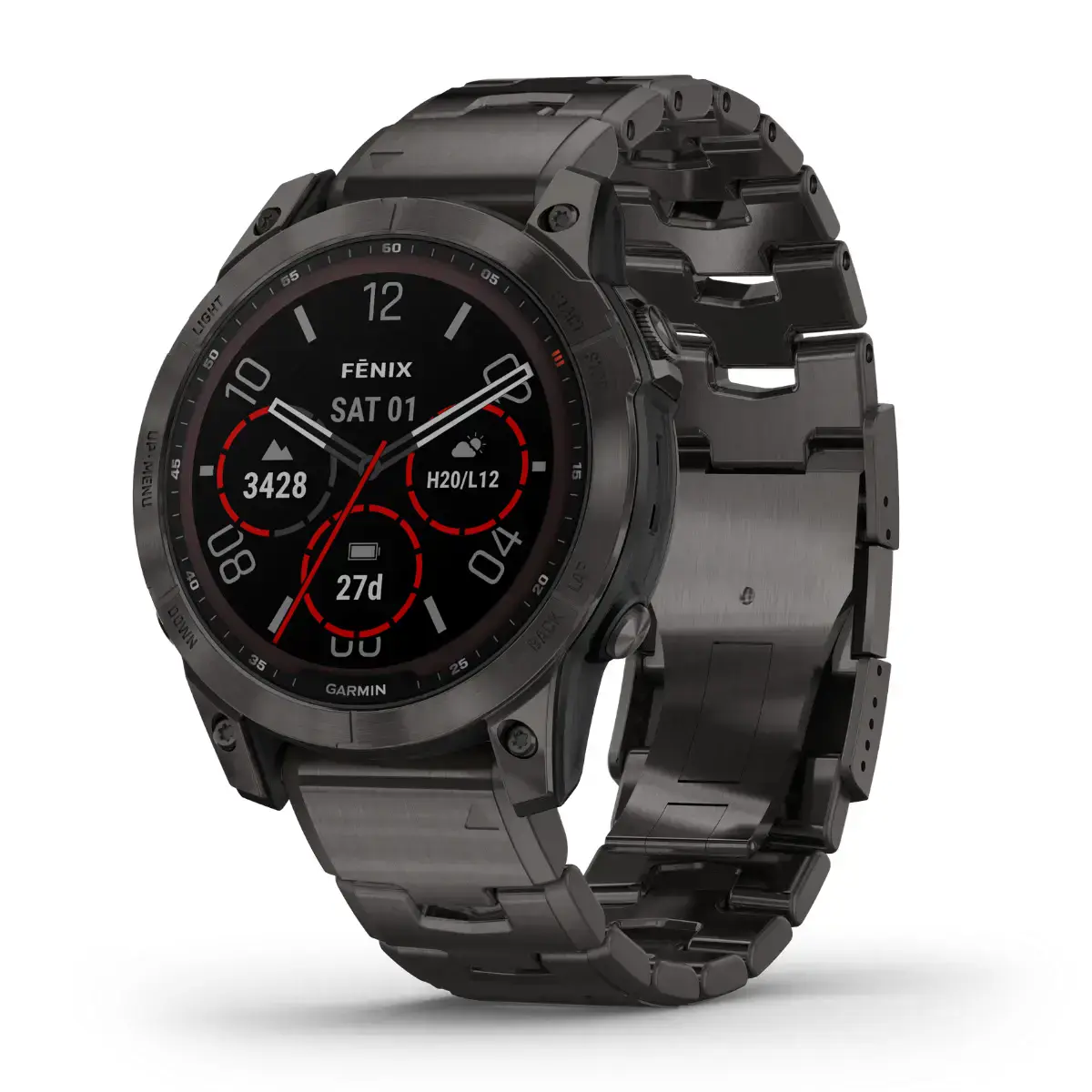 Смарт-годинник Garmin Fenix 7 Sapphire Solar Carbon Grey DLC Titanium with Carbon Grey DLC Vented Titanium Band (010-02540-39)